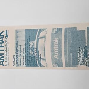 Vintage Amtrak Train Timetable - Midwest Corridor Services 1980- 19810